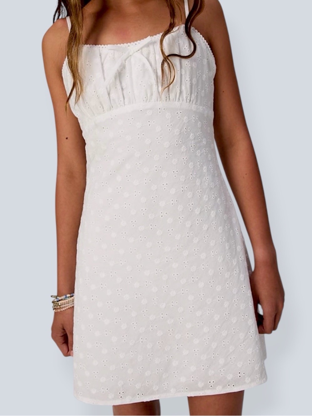 RSQ Girls White Eyelet Slip Mini Dress XL Sundress Cotton